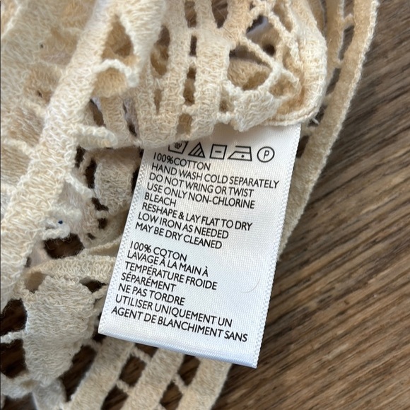 Ecote Anthropologie Studded Crochet Knit White Boho Top Lace 100% Cotton XS - Picture 3 of 12